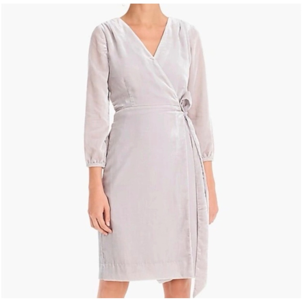 NEW J. Crew Velvet Wrap Dress Womens 4 Long‎ Sleeve V-Neck Preppy Party Chic